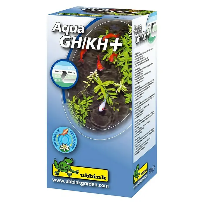 Ubbink Vijveronderhoudsmiddel Aqua GH/KH+ - 500 g, Inhoud voldoende voor ca.: 5.000 l - Diagonaal zicht