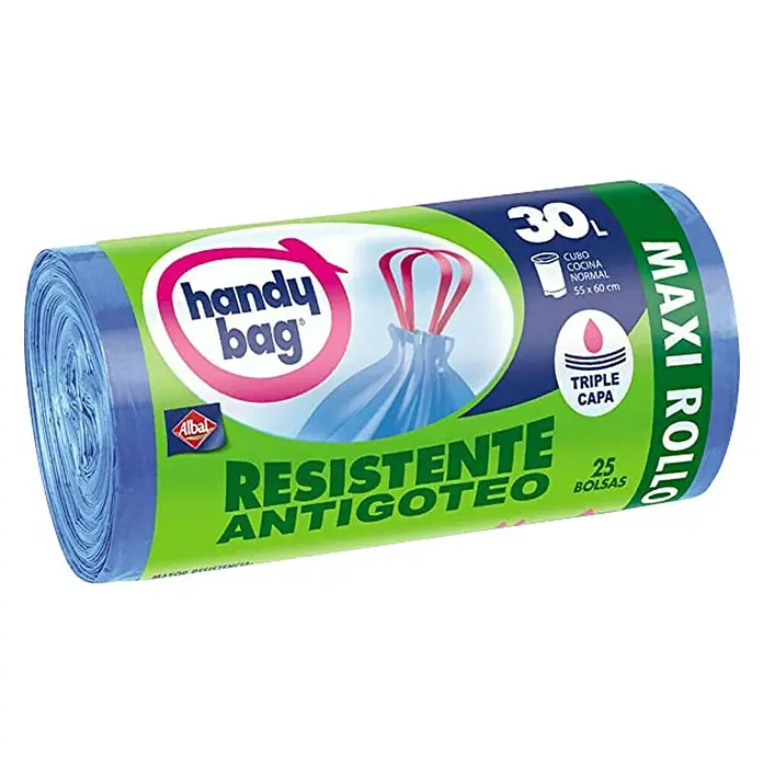 Handy bag Bolsas de basura Antigoteo Maxi - 30 l, 25 ud., Azul - Vista angular