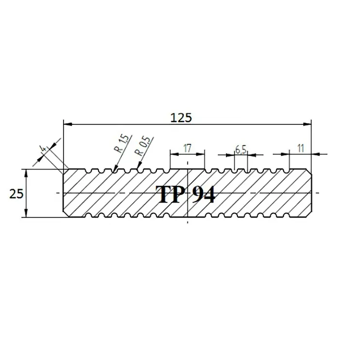Terrassendiele - Douglasie, L x B x S: 200 x 12,5 x 2,5 cm - Draufsicht