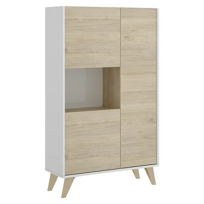 Aparador Ness - L x An x Al: 43 x 81 x 135 cm, Natural/Blanco - Vista angular
