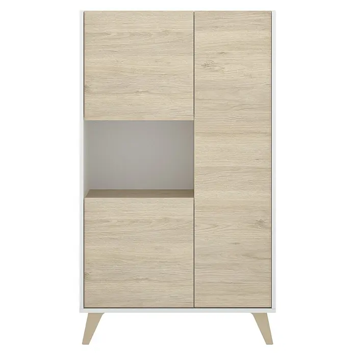 Aparador Ness - L x An x Al: 43 x 81 x 135 cm, Natural/Blanco - Vista frontal