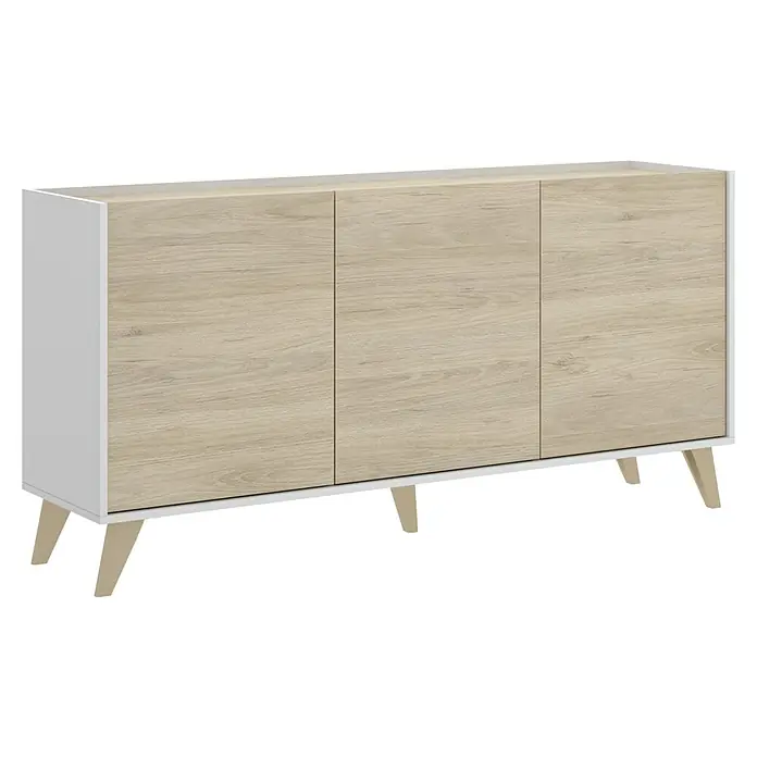 Aparador Ness - L x An x Al: 43 x 155 x 75 cm, Natural/Blanco - Vista angular