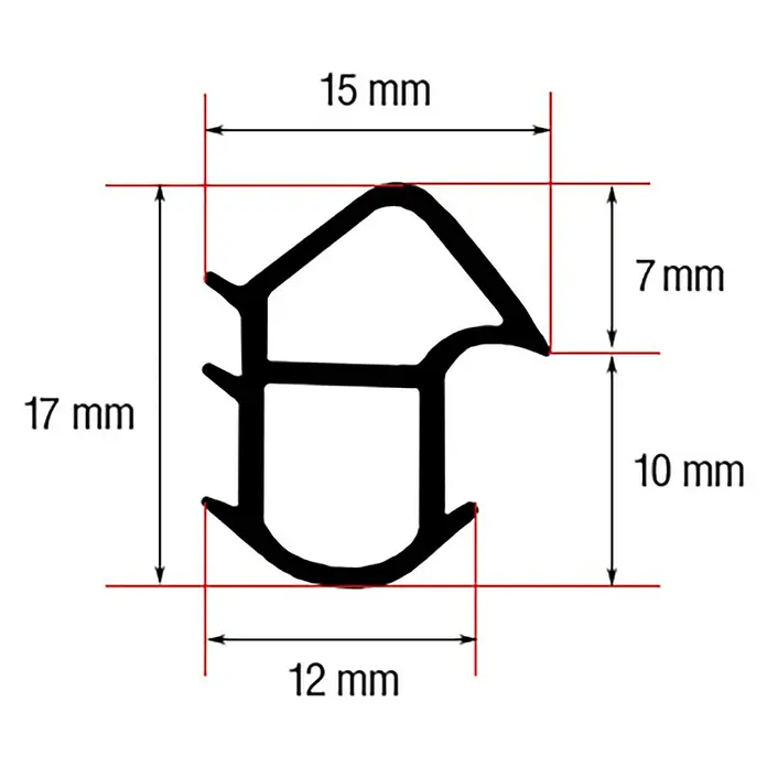 Dollex Türdichtung 013-21 - Grau, 5 m, Passend für: Spaltenbreiten 4 - 7 mm - Detailaufnahme