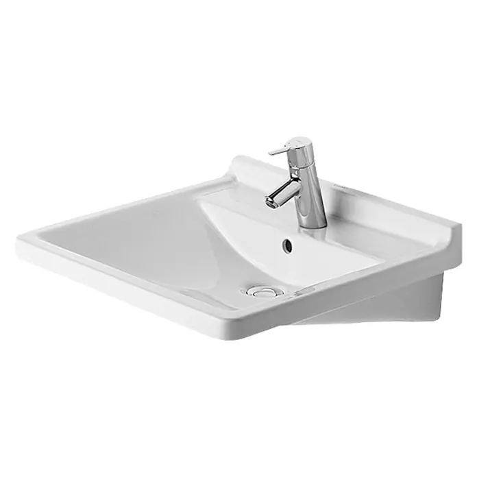Duravit Starck 3 Waschtisch Vital - 60 x 54,5 cm, Mit schmutzabweisender Glasur, Hahnloch: Mitte, Mit Überlauf, Weiß - Vorderansicht