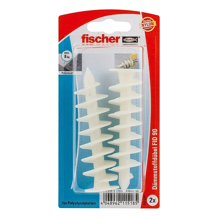 Fischer Dämmstoffdübel FID 90 K - Ø x L: 25 x 90 mm, Kunststoff, 2 Stk. - Vorderansicht