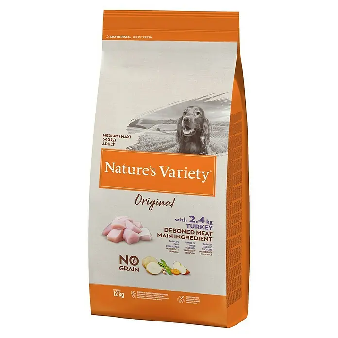 Nature's Variety Pienso seco para perros Original Medium/Max - 12 kg, Pavo - Vista angular