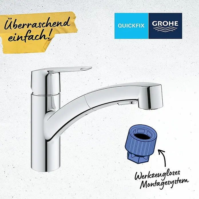 Grohe Start Spültischarmatur QuickFix S-Size - Chrom, Glänzend, Gussauslauf schwenkbar - Anwendungsbeispiel
