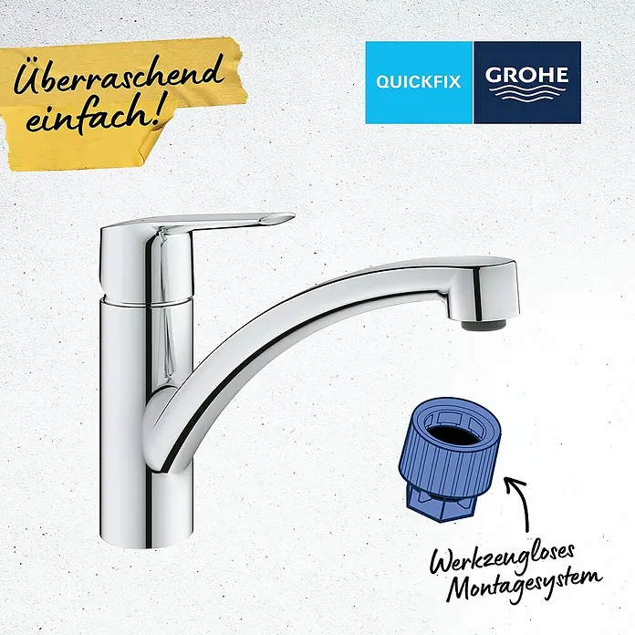 Grohe Start Spültischarmatur QuickFix - Chrom, Glänzend, Mittelhoher Auslauf - Anwendungsbeispiel