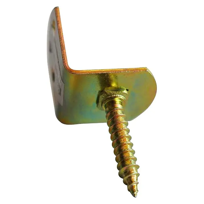 Andrewex Flechtzaunbeschlag - 30 x 30 mm, Stahl, Galvanisch gelb verzinkt - Diagonale Ansicht