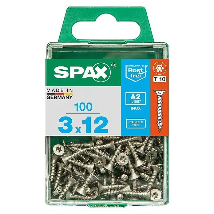 Spax Senkkopfschraube - Ø x L: 3 x 12 mm, Edelstahl rostfrei A2, 100 Stk. - Vorderansicht