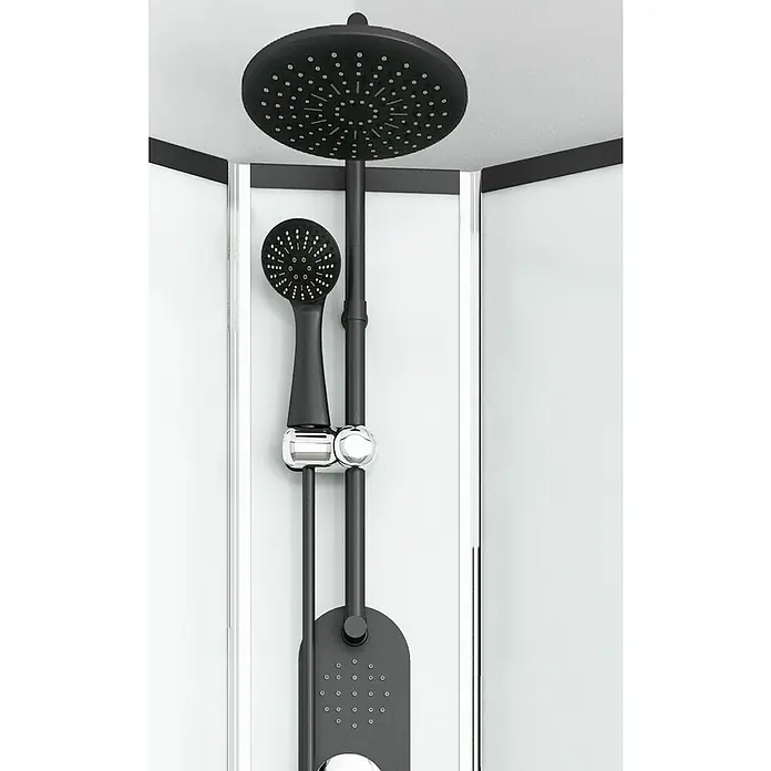Kompletna tuš kabina Epic 1 - D x Š x V: 90 x 90 x 235 cm, Crno/Bijele boje - Živopisni prikaz
