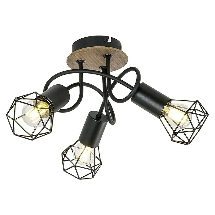 Globo Xara I Deckenstrahler - 40 W, Schwarz, E14, 3 Stk. - Diagonale Ansicht