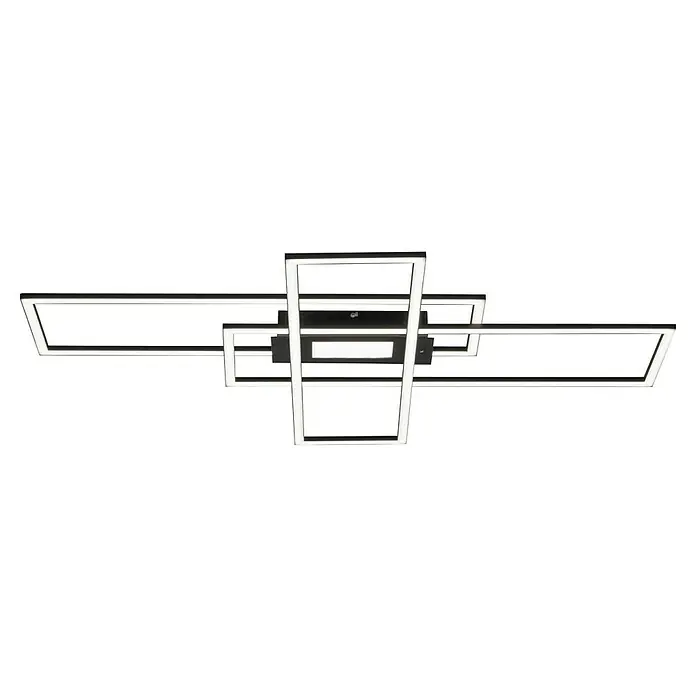 LeuchtenDirekt LED-Deckenleuchte Asmin - 50 W, L x B x H: 99,2 x 69,4 x 5 cm, Schwarz - Diagonale Ansicht