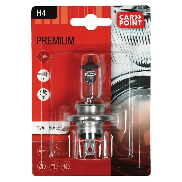 Carpoint Halogeenlamp auto Premium H4 - 12 V, 60/55 W - Vooraanzicht