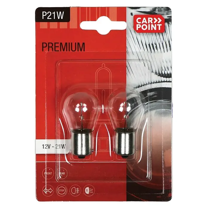 Carpoint Signaal- en binnenverlichting auto Premium P21W - 12 V, 21 W, 2 st. - Vooraanzicht