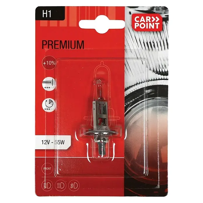 Carpoint Halogeenlamp Auto Premium H1 - 12 V, 55 W - Vooraanzicht