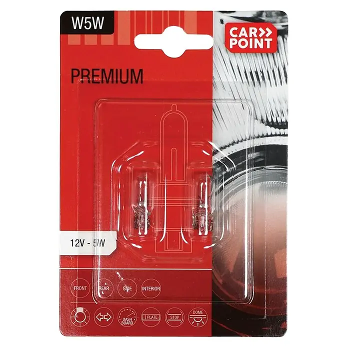Carpoint Signaal- en binnenverlichting Premium W5W - 12 V, 5 W, 2 st. - Vooraanzicht