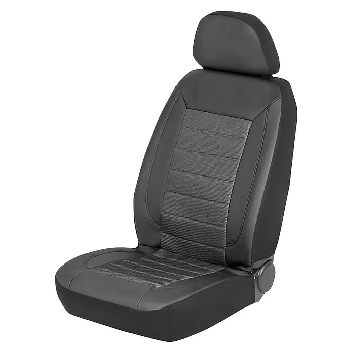 Carpoint Set autostoelhoezen Praag - 4-delig, Zwart, Geschikt voor: Voorstoelen - Diagonaal zicht