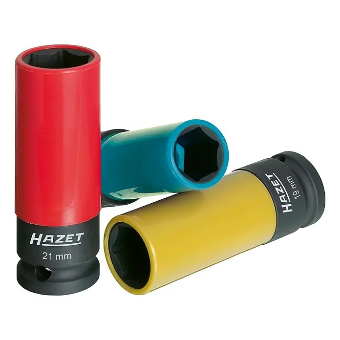 Hazet Steckschlüssel-Satz 903 SPC - 3 -tlg., ½″ Vierkant, Kunststoffummantelung - Vorderansicht