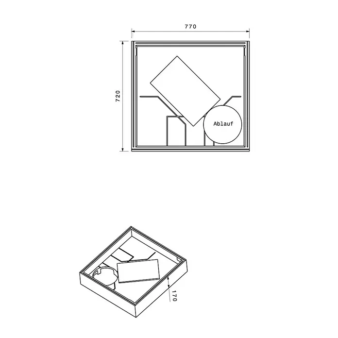Ottofond Duschwannenträger Manila - 77 x 72 cm, Expandiertes Polystyrol, Weiß - Ansicht von oben