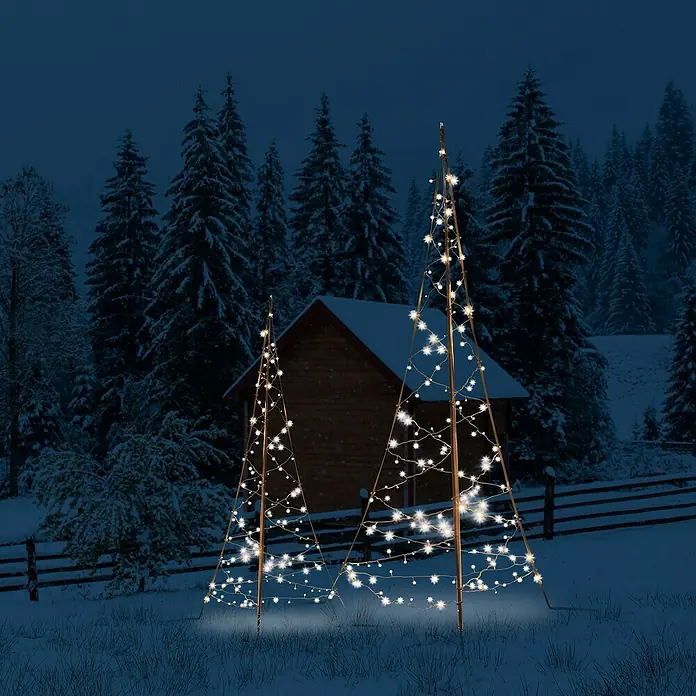 LED karácsonyfa Fairybell - Kívül, Magasság: 220 cm, Meleg fehér - Hangulatos felvétel