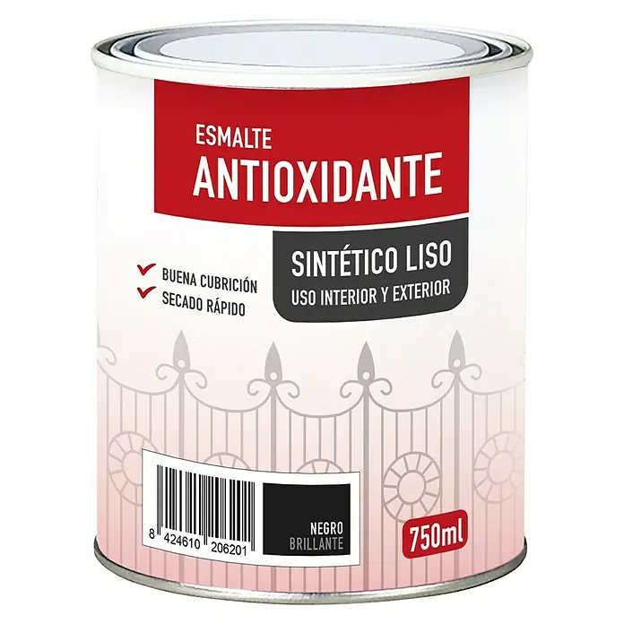 Esmalte de color sintético antioxidante - Negro, 750 ml, Efecto brillante - Vista frontal