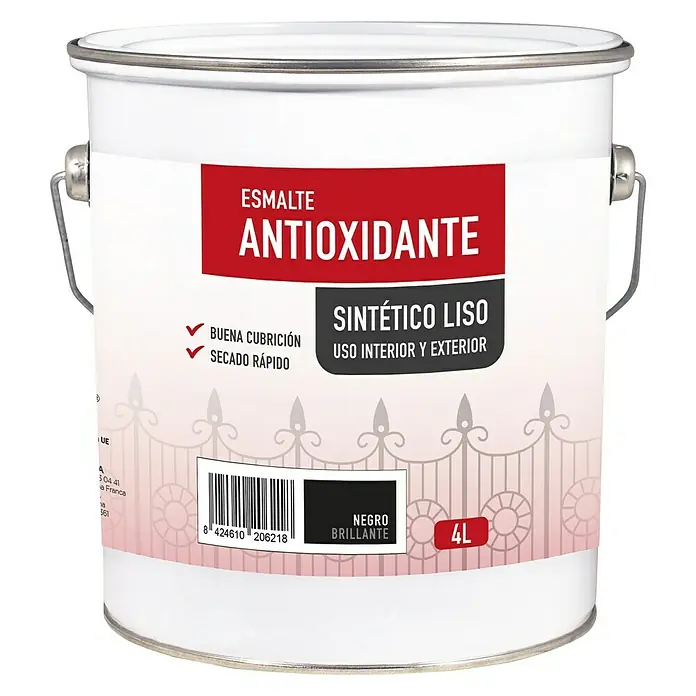 Esmalte de color sintético antioxidante - Negro, 4 l, Efecto brillante - Vista angular