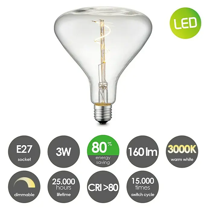 Home Sweet Home LED-Leuchtmittel - E27, 3 W, R140, 160 lm, Transparent - Skizze