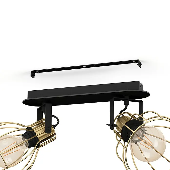 Eglo Sambatello Deckenstrahler - 80 W, L x B x H: 48 x 28 x 26 cm, Schwarz/Messing-gebürstet, E27, 2 Stk. - Detailaufnahme