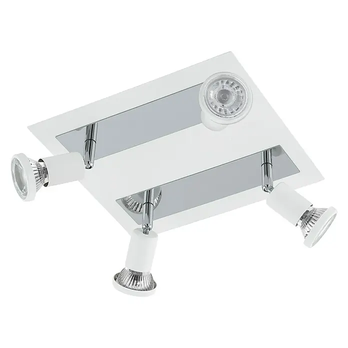 Eglo Sarria Deckenstrahler SARRIA - 18 W, Weiß/Chrom, GU10, 4 Stk. - Diagonale Ansicht