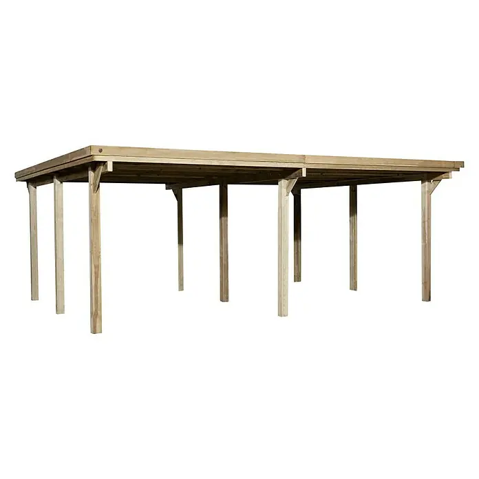 Weka Carport Optima Duo - 5,12 x 6,03 m, Einfahrtshöhe: 2,15 m, Schneelast: 125 kg/m² - Diagonale Ansicht