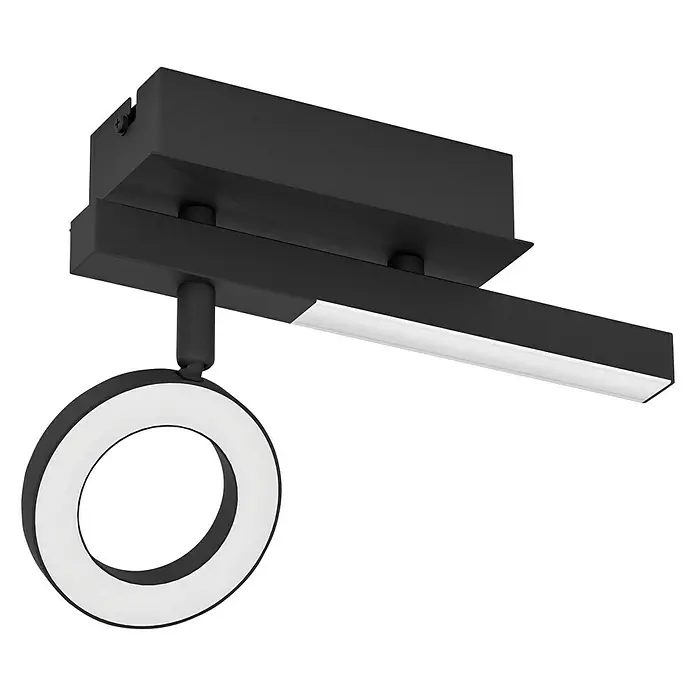 Eglo Cardillio 2 LED-Deckenstrahler CARDILLIO 2 - 5,4 W, L x B x H: 22,5 x 6,5 x 16,5 cm, Schwarz, Warmweiß, 2 Stk. - Diagonale Ansicht