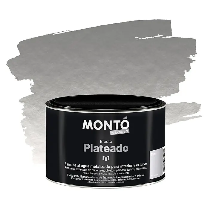 Montó Bricolovers Esmalte de color acrílico metalizado - Plateado, 375 ml, Satinado - Vista frontal
