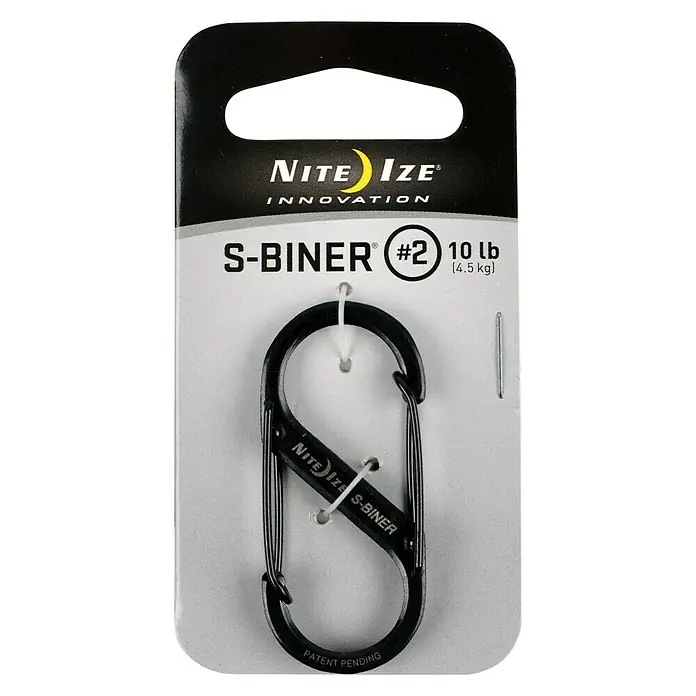 Nite Ize Doppelkarabiner - 50 x 22 mm, Edelstahl, Schwarz, Zugfestigkeit: 4,5 kg - Vorderansicht