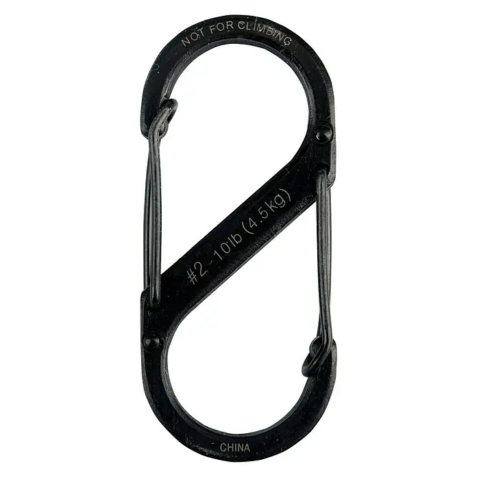 Nite Ize Doppelkarabiner - 50 x 22 mm, Edelstahl, Schwarz, Zugfestigkeit: 4,5 kg - Rückansicht