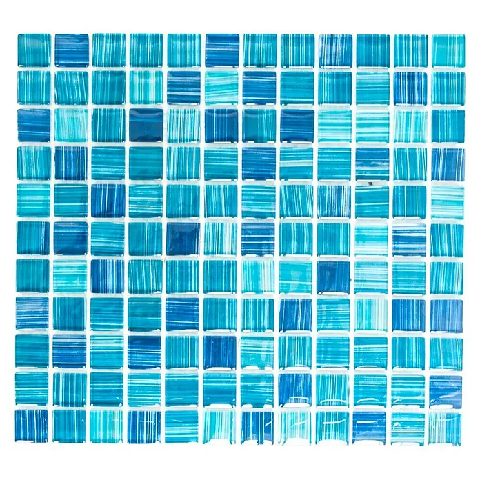 Mosaikfliese Quadrat Crystal XCM 8285 - 32,7 x 30,2 cm, Blau, Glänzend - Ansicht von oben