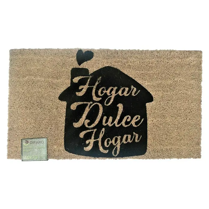 Felpudo de coco Hogar - Text, Coco Marrón/Negro, 70 x 40 cm - Vista descendente