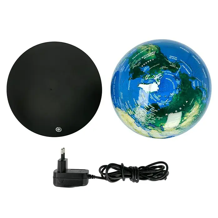 LED-Dekoleuchte rund Globus - 3 W, Schwarz, Globus Motiv - Draufsicht