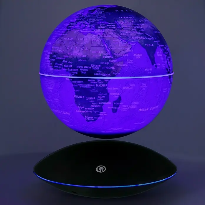 LED-Dekoleuchte rund Globus - 3 W, Schwarz, Globus Motiv - Vorderansicht