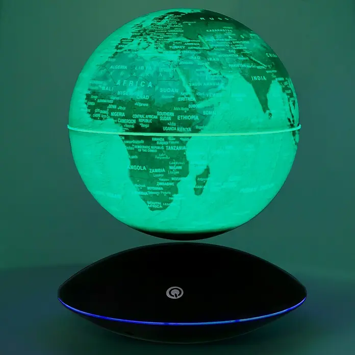 LED-Dekoleuchte rund Globus - 3 W, Schwarz, Globus Motiv - Vorderansicht