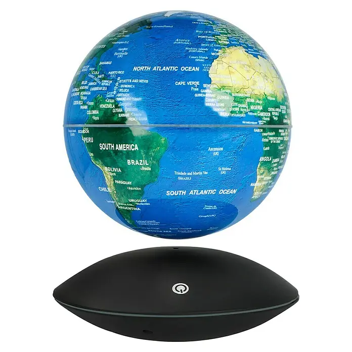 LED-Dekoleuchte rund Globus - 3 W, Schwarz, Globus Motiv - Vorderansicht