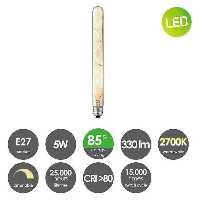 Home Sweet Home LED-Leuchtmittel - 5 W, E27, Warmweiß, Farbe: Bernstein - Informationsansicht