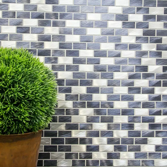 Mosaikfliese Brick XAM A431 - 30,6 x 32,4 cm, Schwarz, Matt - Detailaufnahme