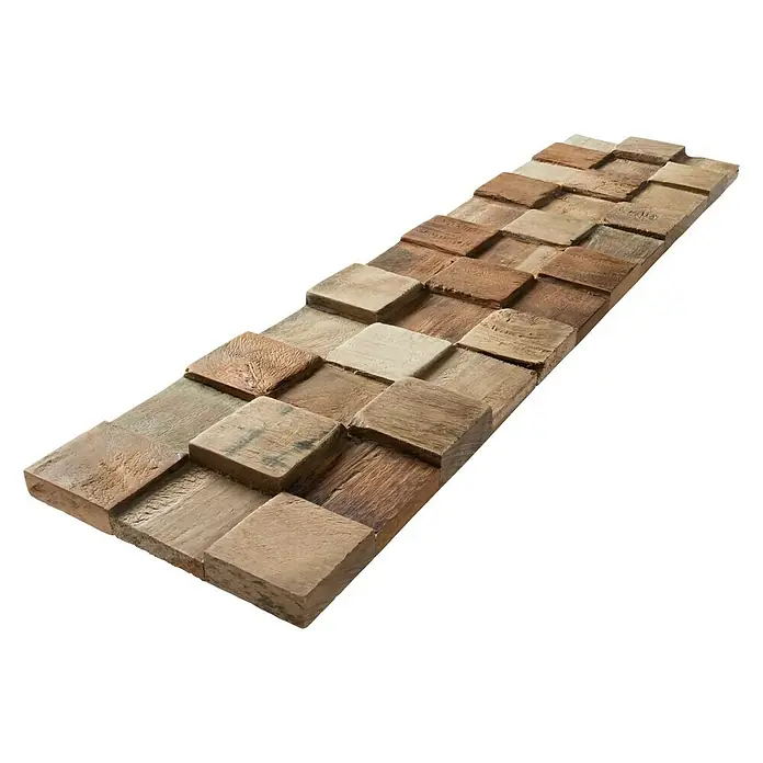 Holzpaneel Brix - Teak, 510 x 140 x 20 mm, 2 Paneele - Diagonale Ansicht