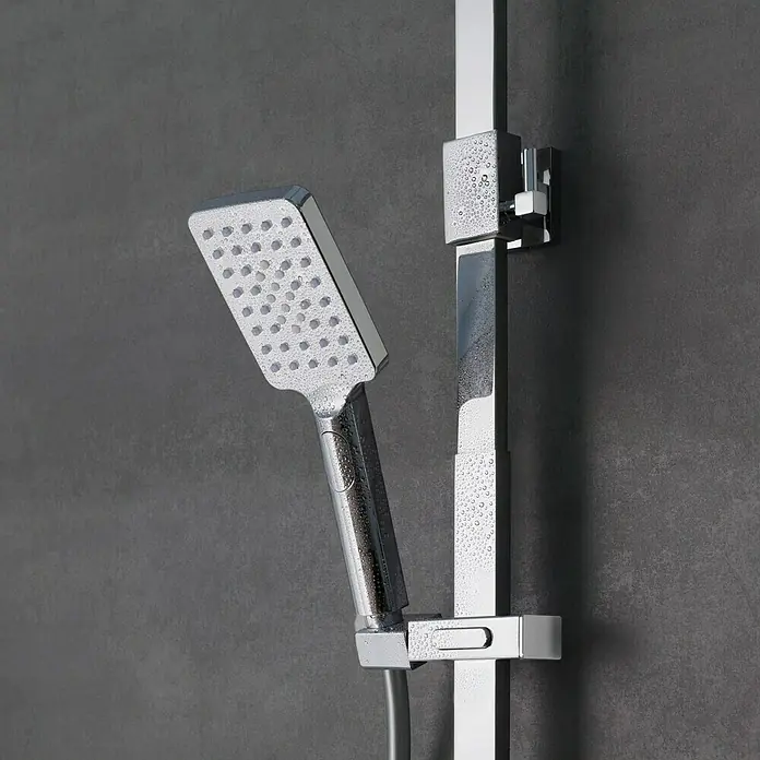 Camargue Duschsystem Grande Vita - Mit Thermostatarmatur, Anzahl Strahlarten: 3 Stk., Chrom/Weiß - Detailaufnahme