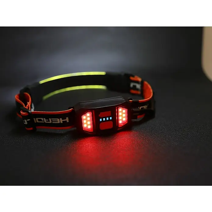 Starke Stirnlampe - Akkubetrieben, USB-Anschluss, Schwarz/Orange - Anwendungsbeispiel