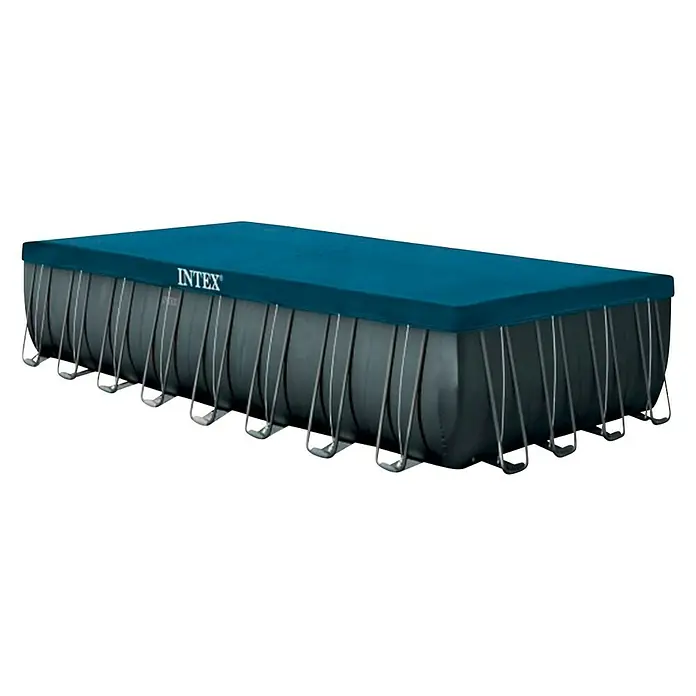 Intex Set bazen s priborom Frame Pool - D x Š x V: 975 x 488 x 132 cm, Zapremnina: 54.368 l, Tamnosive boje - Dijagonalni pogled
