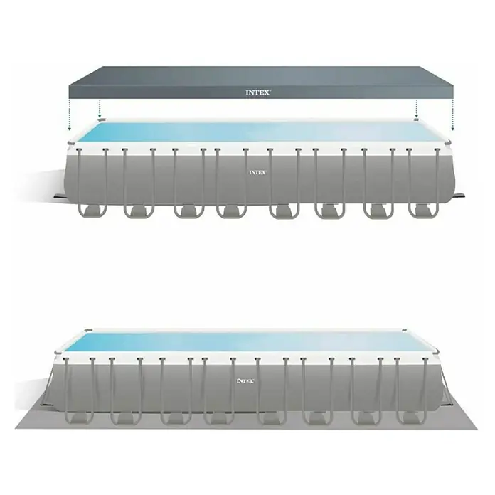 Intex Set bazen s priborom Frame Pool - D x Š x V: 975 x 488 x 132 cm, Zapremnina: 54.368 l, Tamnosive boje - Informacije o proizvodu