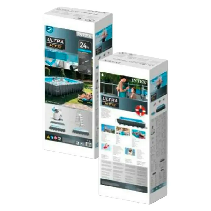 Intex Set bazen s priborom Frame Pool - D x Š x V: 732 x 366 x 132 cm, Zapremnina: 31.805 l, Tamnosive boje - Dijagonalni pogled