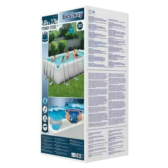 Bestway Pravokutni bazen s priborom Power Steel - 549 x 274 x 122 cm, 14.812 l - Dijagonalni pogled